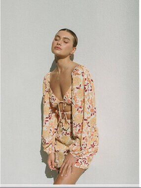 Sabo Skirt Dillan Cutout Balloon Sleeve Floral Dress Size XS